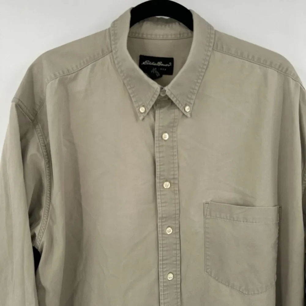 Eddie Bauer Shirt Mens Size XL Gray Regular Fit Long Sleeve Collared Button Down